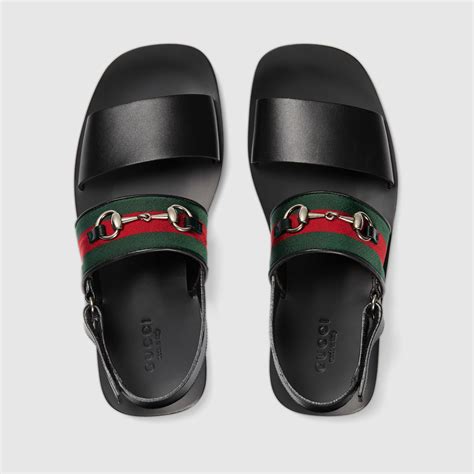 gucci sandalen männer|Men's sandal with buckle in brown leather .